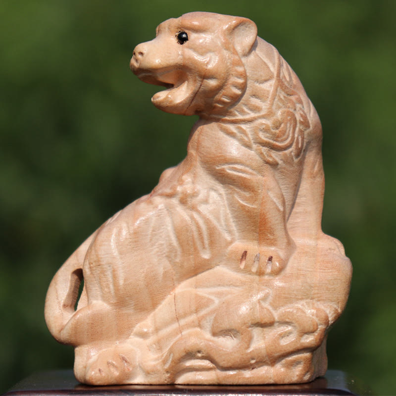 Year Of The Snake Chinese Zodiac Fu Character Peach Wood Home Statue Decoration - Image 15