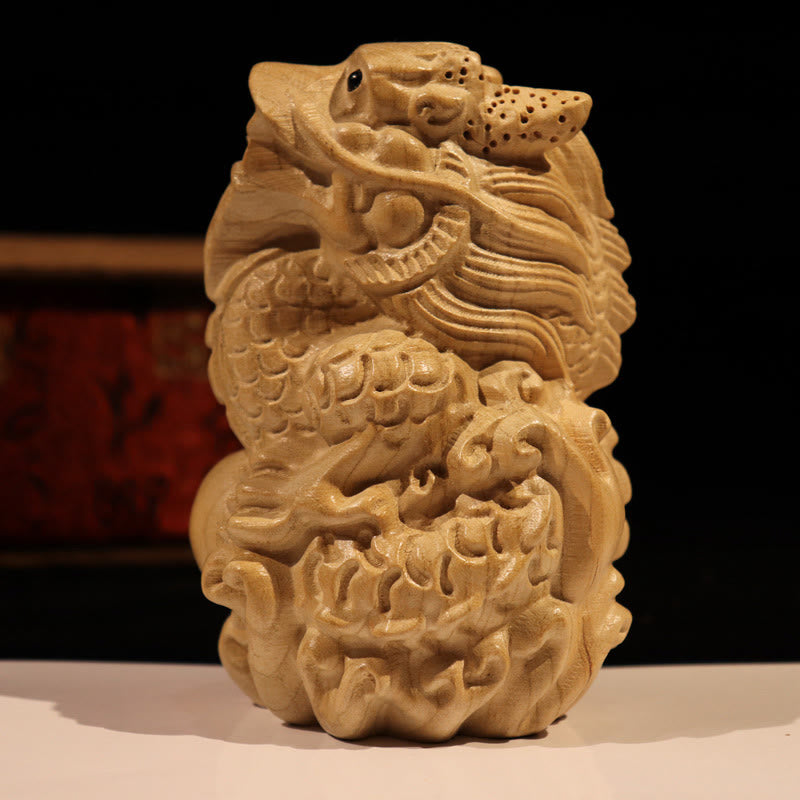 Year Of The Snake Chinese Zodiac Fu Character Peach Wood Home Statue Decoration - Image 21