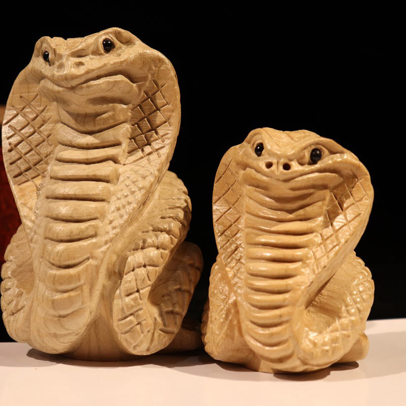 Year Of The Snake Chinese Zodiac Fu Character Peach Wood Home Statue Decoration