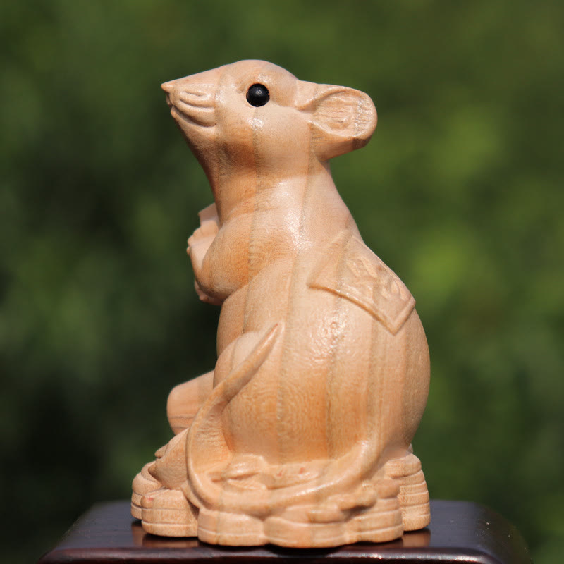 Year Of The Snake Chinese Zodiac Fu Character Peach Wood Home Statue Decoration - Image 4