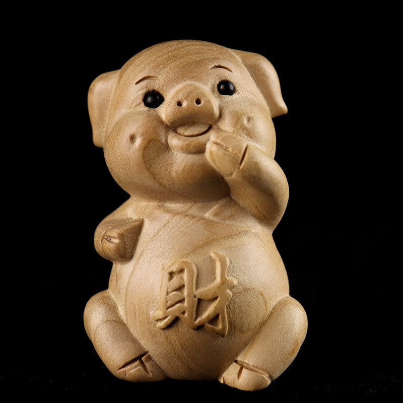 Year Of The Snake Chinese Zodiac Fu Character Peach Wood Home Statue Decoration - Image 31