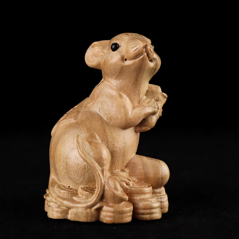 Year Of The Snake Chinese Zodiac Fu Character Peach Wood Home Statue Decoration - Image 7