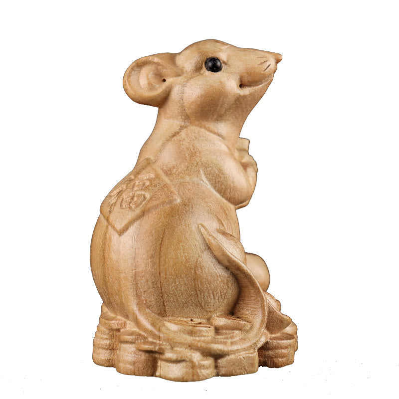Year Of The Snake Chinese Zodiac Fu Character Peach Wood Home Statue Decoration - Image 8