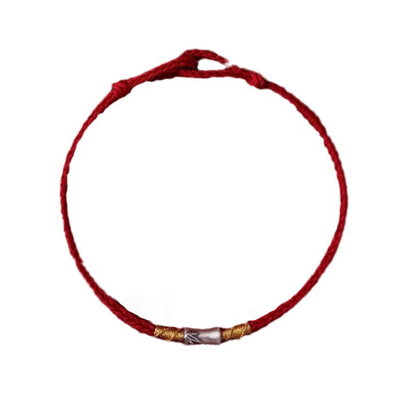 Handmade 925 Sterling Silver Bamboo Design Red String Luck Braided Bracelet - Image 16