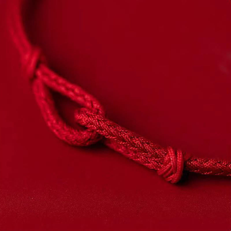 Handmade 925 Sterling Silver Bamboo Design Red String Luck Braided Bracelet - Image 13