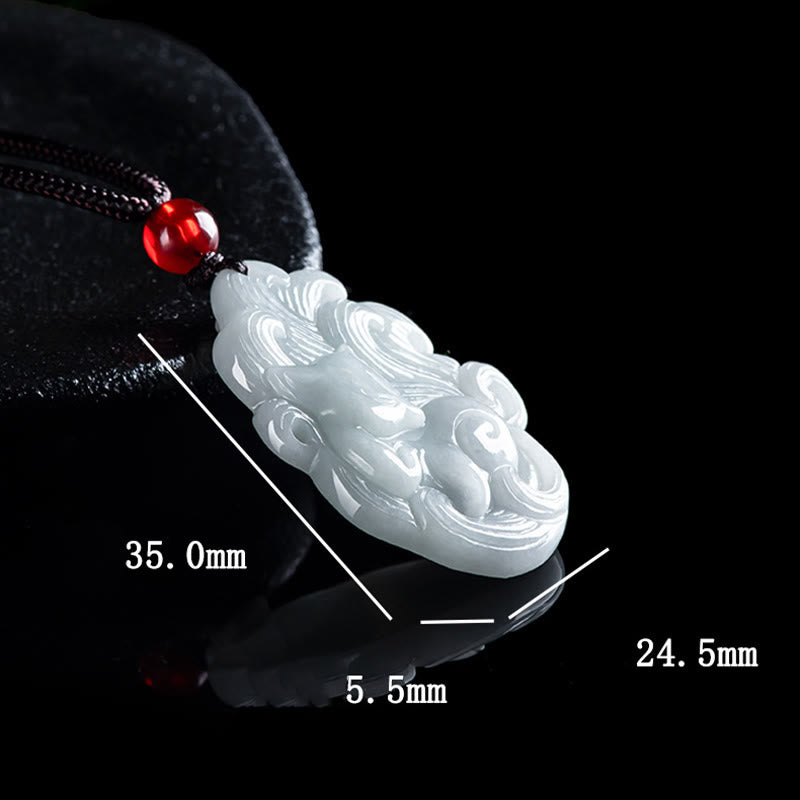 Natural Jade Nine Tailed Fox Luck Necklace Pendant - Image 8