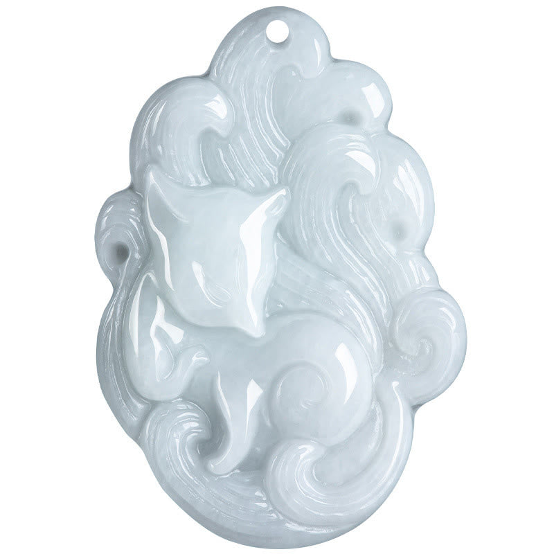 Natural Jade Nine Tailed Fox Luck Necklace Pendant - Image 9