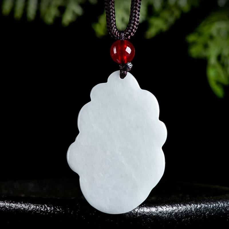 Natural Jade Nine Tailed Fox Luck Necklace Pendant - Image 4