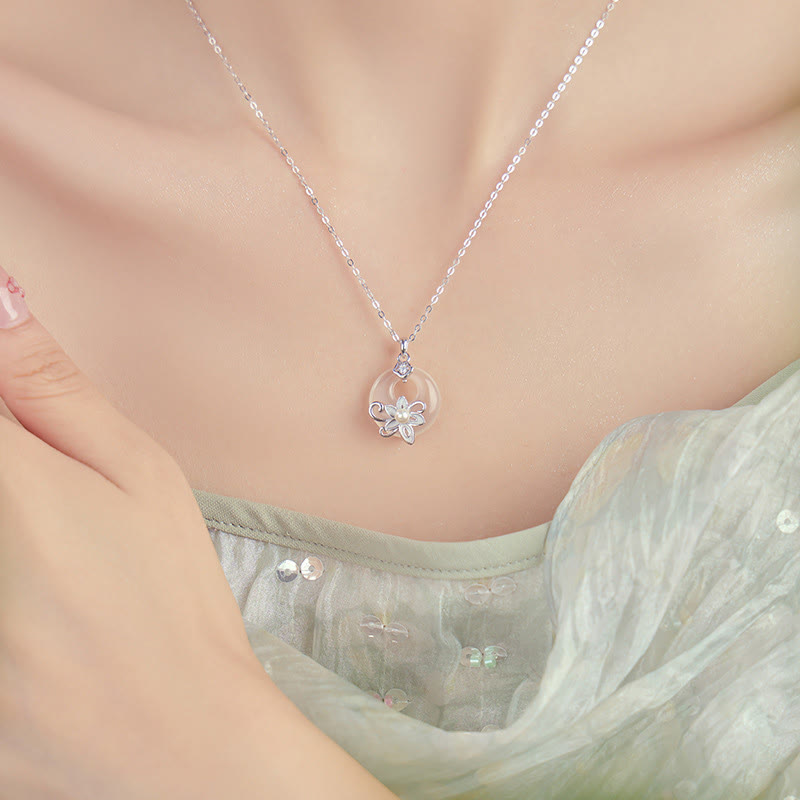 Chalcedony Peace Buckle 999 Sterling Silver Lotus Positive Necklace Pendant - Image 13