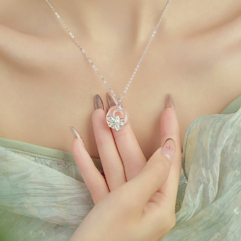 Chalcedony Peace Buckle 999 Sterling Silver Lotus Positive Necklace Pendant - Image 11