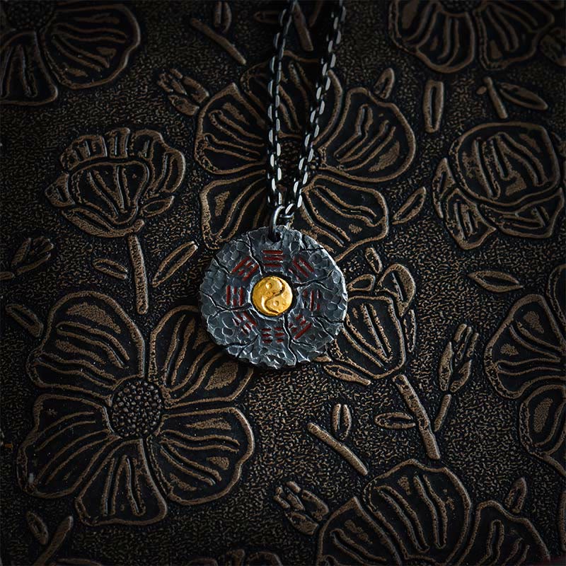 999 Sterling Silver 24k Gold Bagua Tai Chi Yin Yang Design Mountain Ghosts Spend Money Harmony Necklace Pendant - Image 11