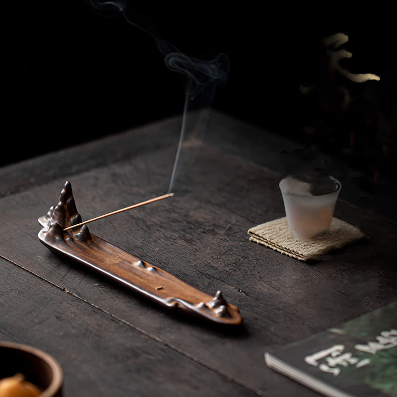 Mountains Boat Design Spiritual Healing Ceramic Stick Incense Burner Decoration - Image 4