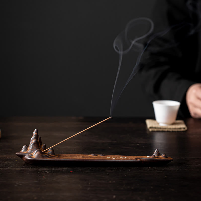 Mountains Boat Design Spiritual Healing Ceramic Stick Incense Burner Decoration