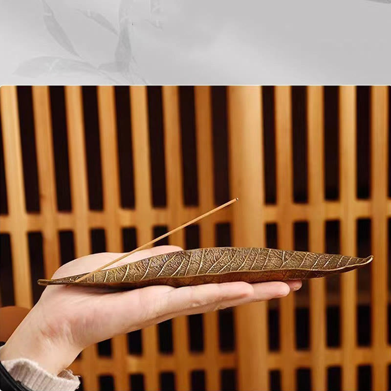 Alloy Oriental Leaf Healing Incense Burner Decoration - Image 4