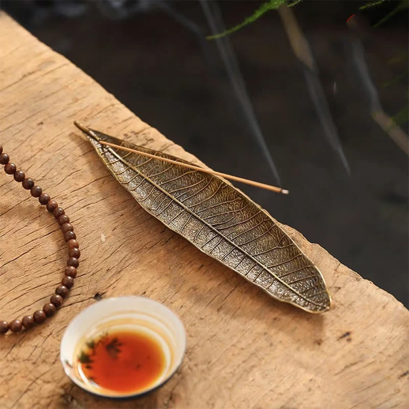 Alloy Oriental Leaf Healing Incense Burner Decoration - Image 3