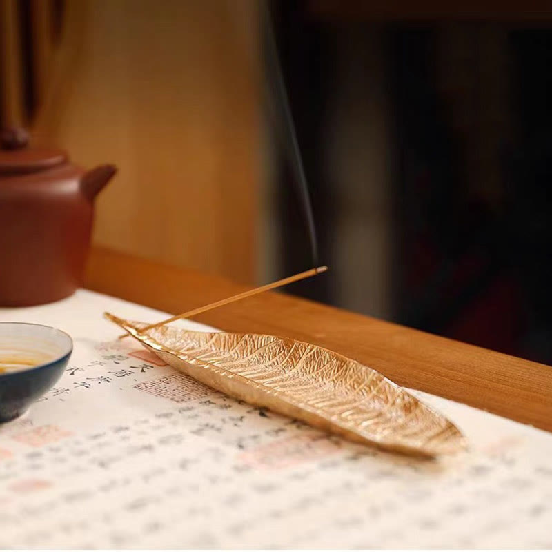 Alloy Oriental Leaf Healing Incense Burner Decoration - Image 8