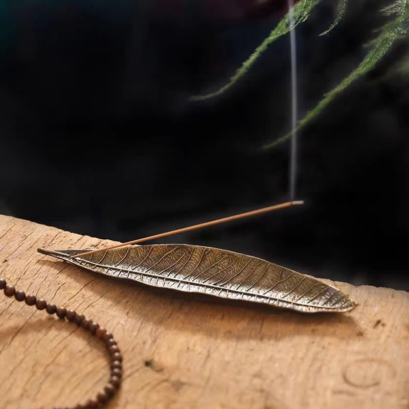 Alloy Oriental Leaf Healing Incense Burner Decoration