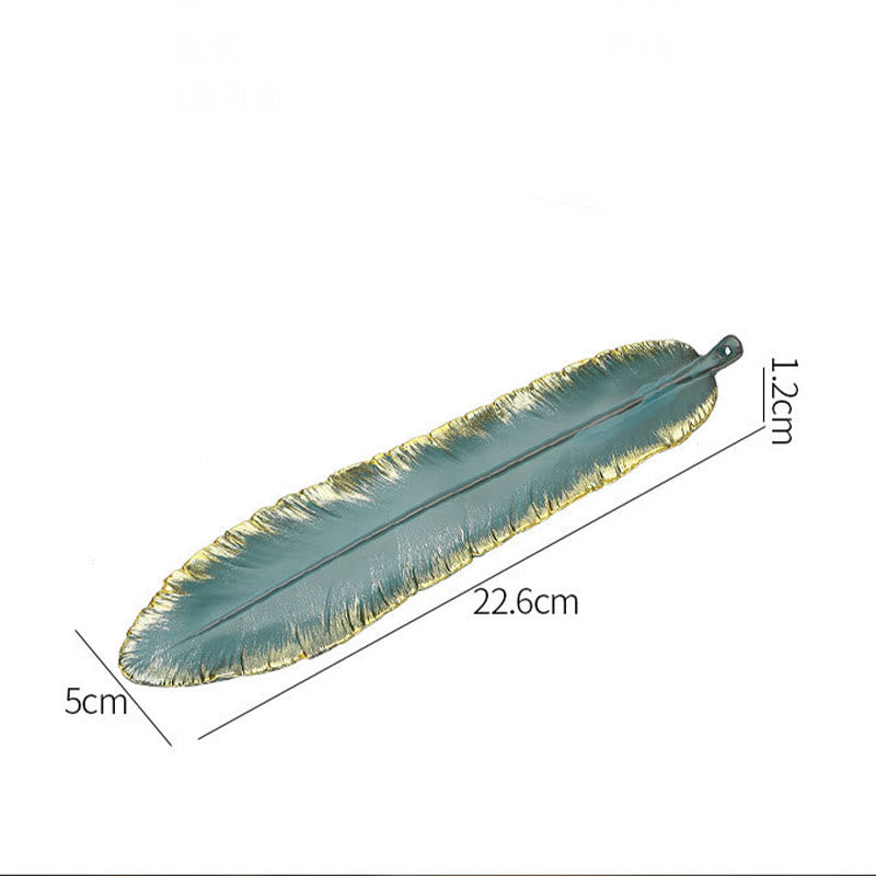 Green Feather Gold Edge Healing Ceramic Incense Burner Decoration - Image 10