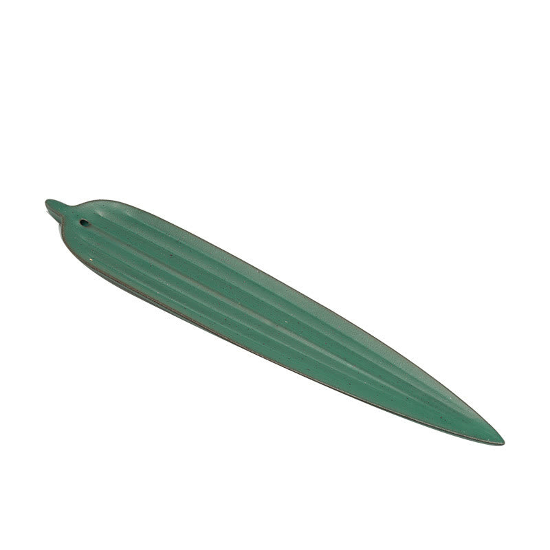 Green Bamboo Leaf Healing Ceramic Incense Burner Decoration - Image 4