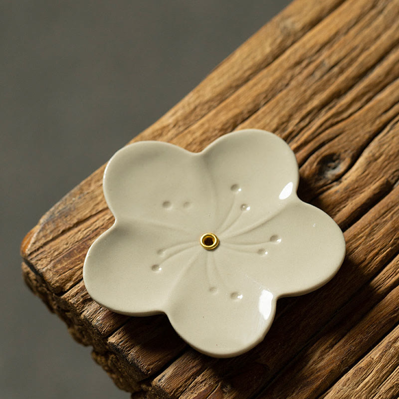 Lotus Cherry Blossom Plum Blossom Chrysanthemum Healing Ceramic Incense Burner Decoration - Image 6