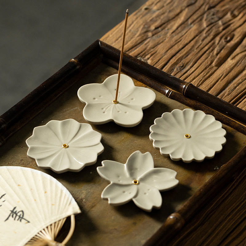 Lotus Cherry Blossom Plum Blossom Chrysanthemum Healing Ceramic Incense Burner Decoration - Image 11