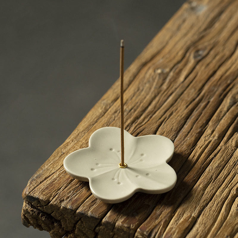 Lotus Cherry Blossom Plum Blossom Chrysanthemum Healing Ceramic Incense Burner Decoration - Image 5