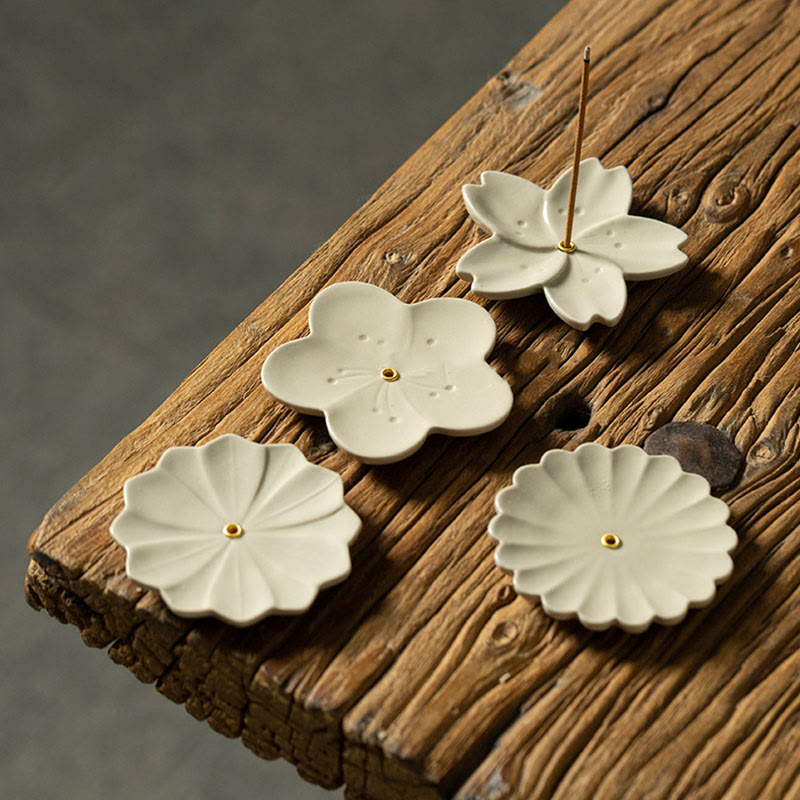 Lotus Cherry Blossom Plum Blossom Chrysanthemum Healing Ceramic Incense Burner Decoration - Image 12