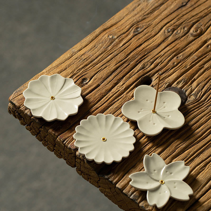 Lotus Cherry Blossom Plum Blossom Chrysanthemum Healing Ceramic Incense Burner Decoration - Image 13