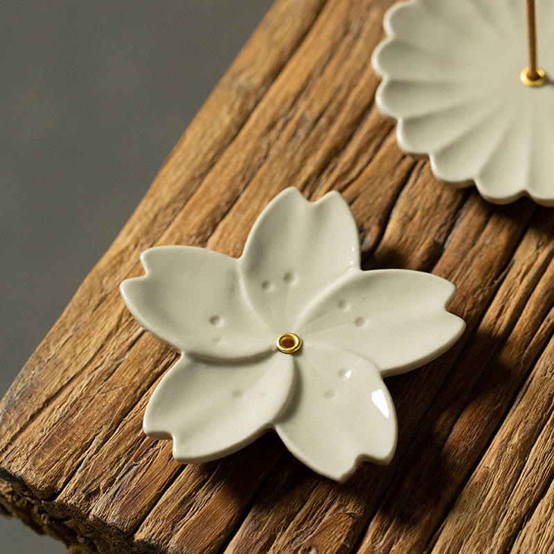 Lotus Cherry Blossom Plum Blossom Chrysanthemum Healing Ceramic Incense Burner Decoration - Image 3