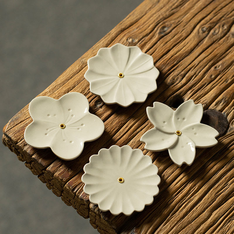 Lotus Cherry Blossom Plum Blossom Chrysanthemum Healing Ceramic Incense Burner Decoration - Image 10