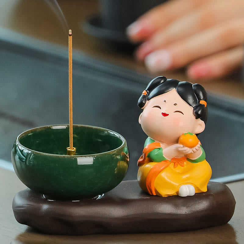 Tang Dynasty Lady Food Healing Ceramic Incense Burner Desk Decoration - Image 3