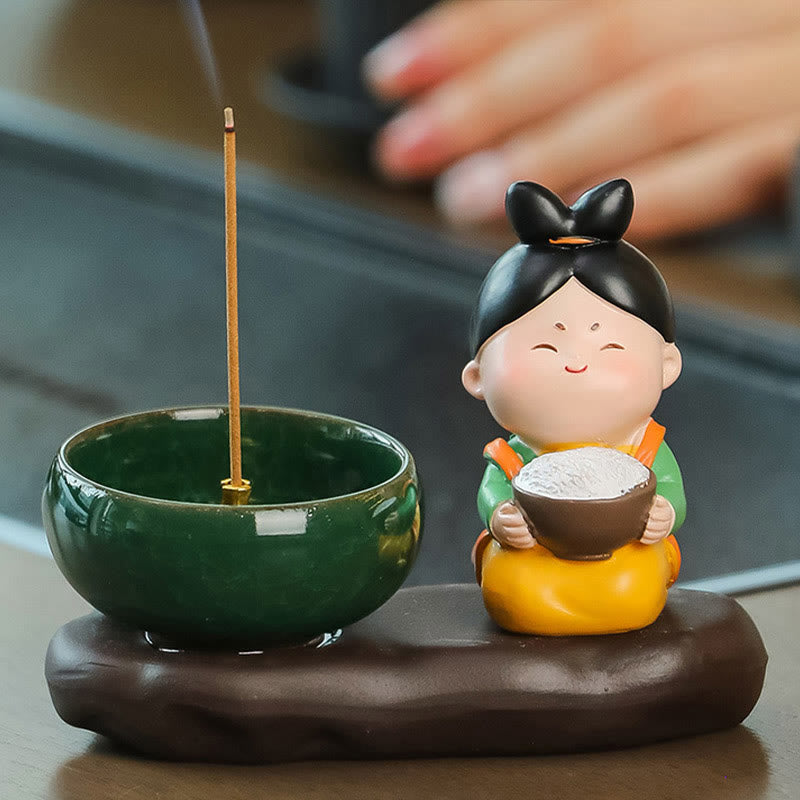 Tang Dynasty Lady Food Healing Ceramic Incense Burner Desk Decoration - Image 11