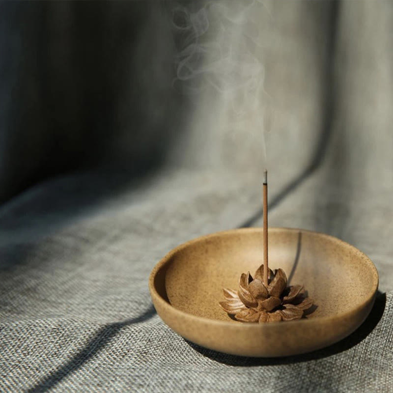 Lotus Pedestal Healing Ceramic Incense Burner Decoration - Image 5