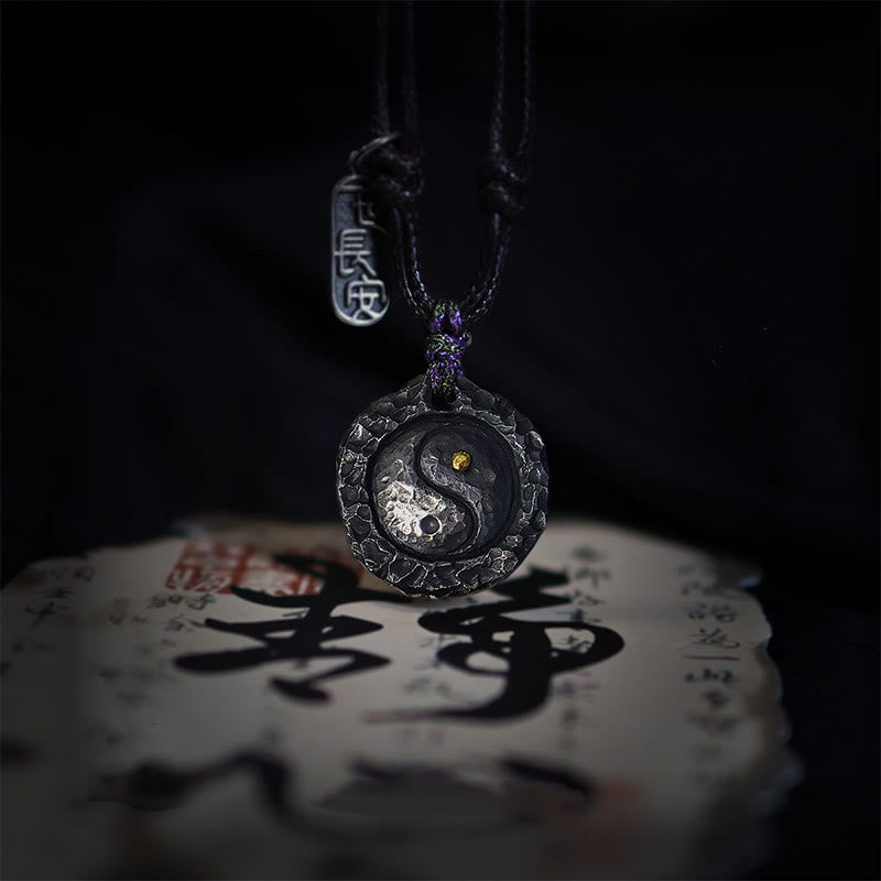 999 Sterling Silver Tai Chi Yin Yang Design Harmony Necklace Pendant