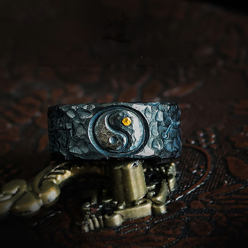 999 Sterling Silver Yin Yang Balance Ring