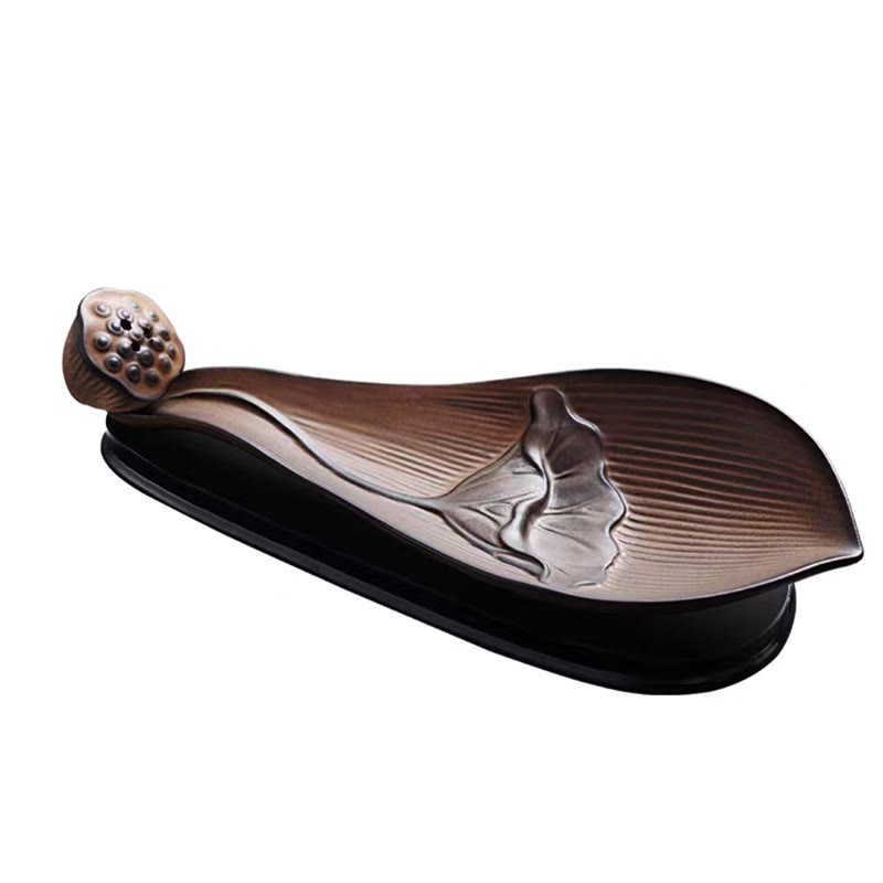 Lotus Pod Zen Healing Brown Ceramic Stick Incense Burner Decoration - Image 15