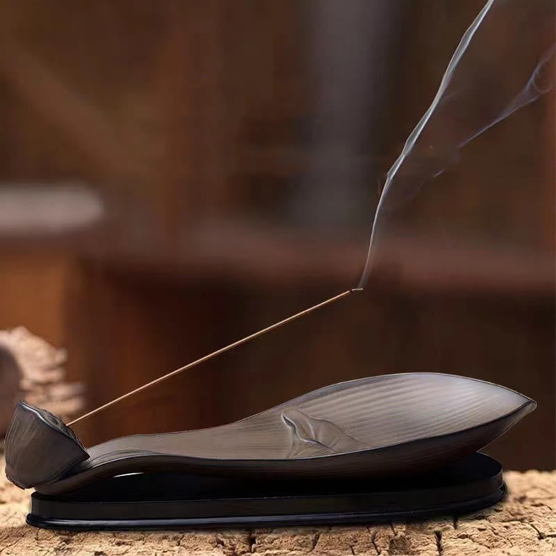 Lotus Pod Zen Healing Brown Ceramic Stick Incense Burner Decoration - Image 5