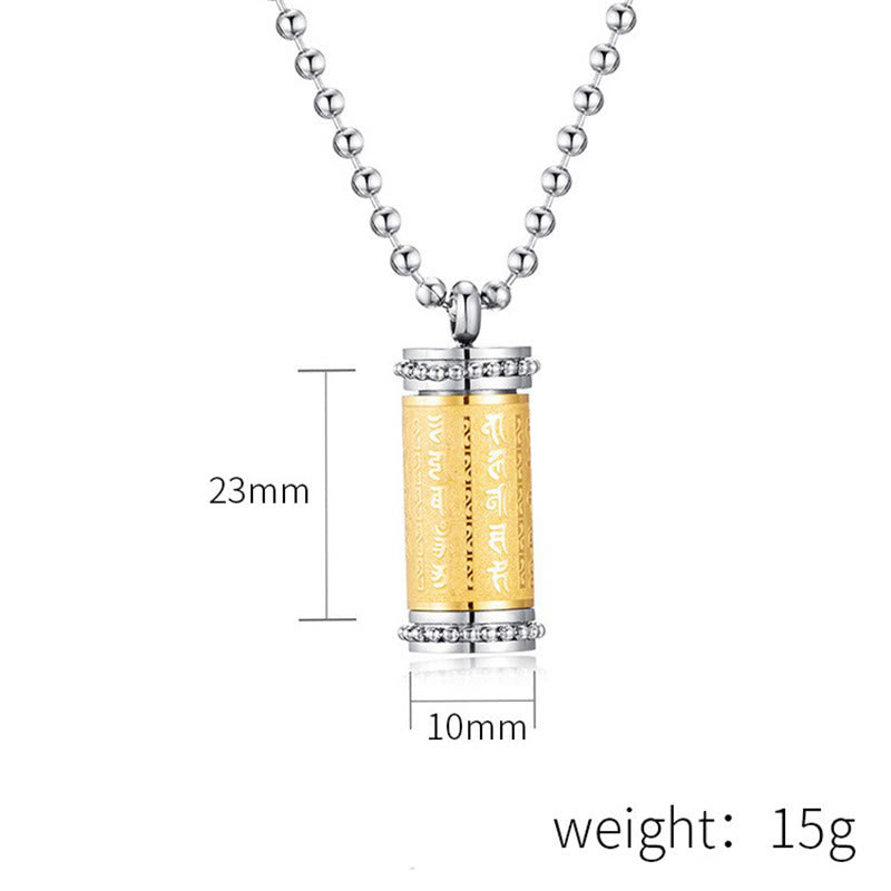 Titanium Steel Prayer Wheel Scriptures Necklace Balance Pendant - Image 7