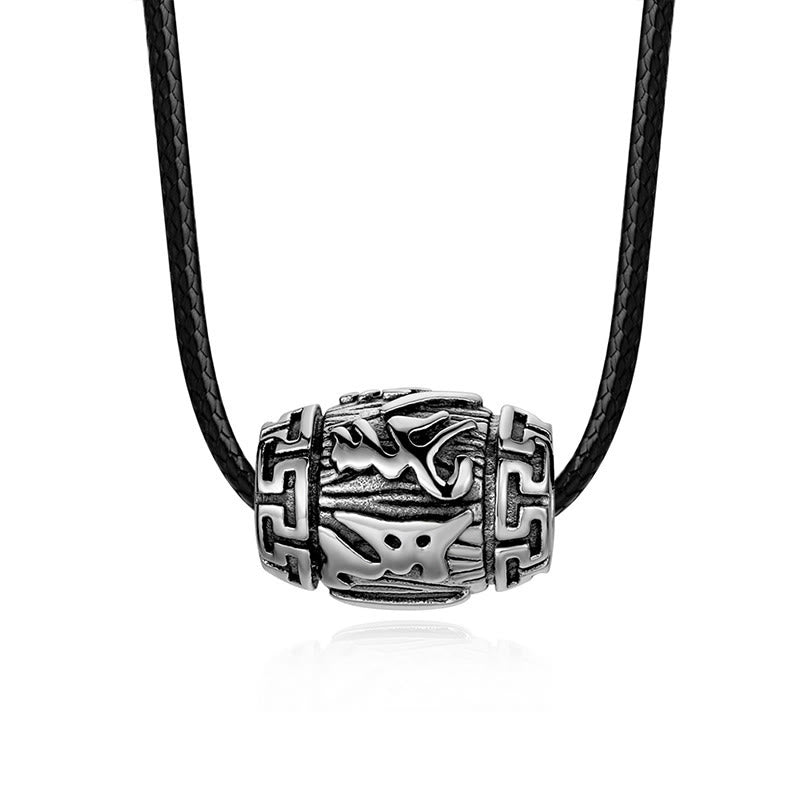 Tibetan Om Mani Padme Hum Four Mythical Beasts Titanium Steel Wisdom Necklace Pendant - Image 8