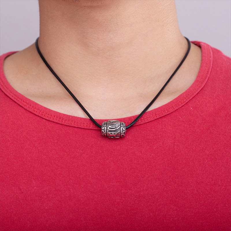 Tibetan Om Mani Padme Hum Four Mythical Beasts Titanium Steel Wisdom Necklace Pendant - Image 9