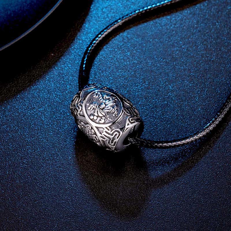 Tibetan Om Mani Padme Hum Four Mythical Beasts Titanium Steel Wisdom Necklace Pendant - Image 4