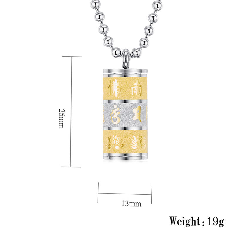 Tibetan Om Mani Padme Hum Lotus Pattern Prayer Wheel Titanium Steel Peace Necklace Pendant - Image 8