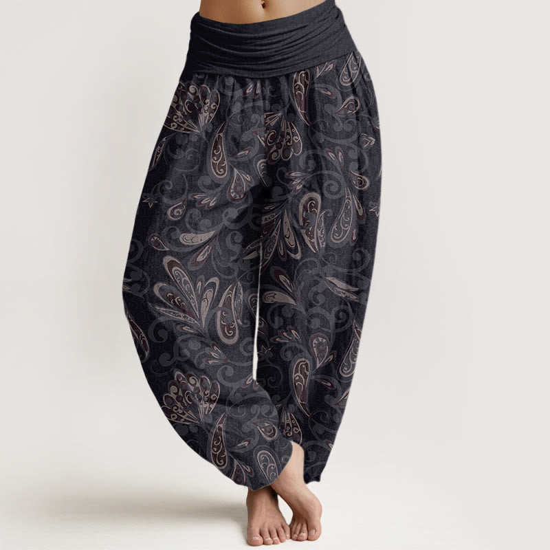 Casual Flower Petals Design Women's Elastic Waist Harem Pants