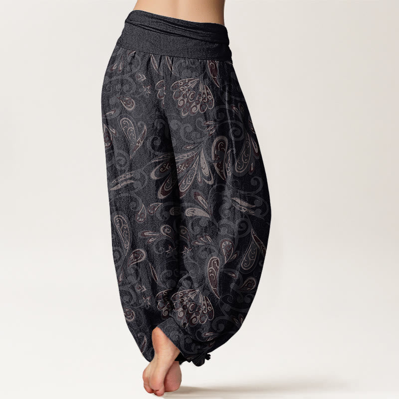 Casual Flower Petals Design Women's Elastic Waist Harem Pants - Image 3