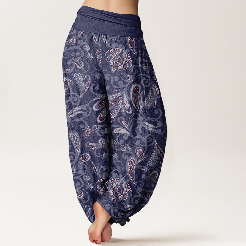Casual Flower Petals Design Women's Elastic Waist Harem Pants - Image 7