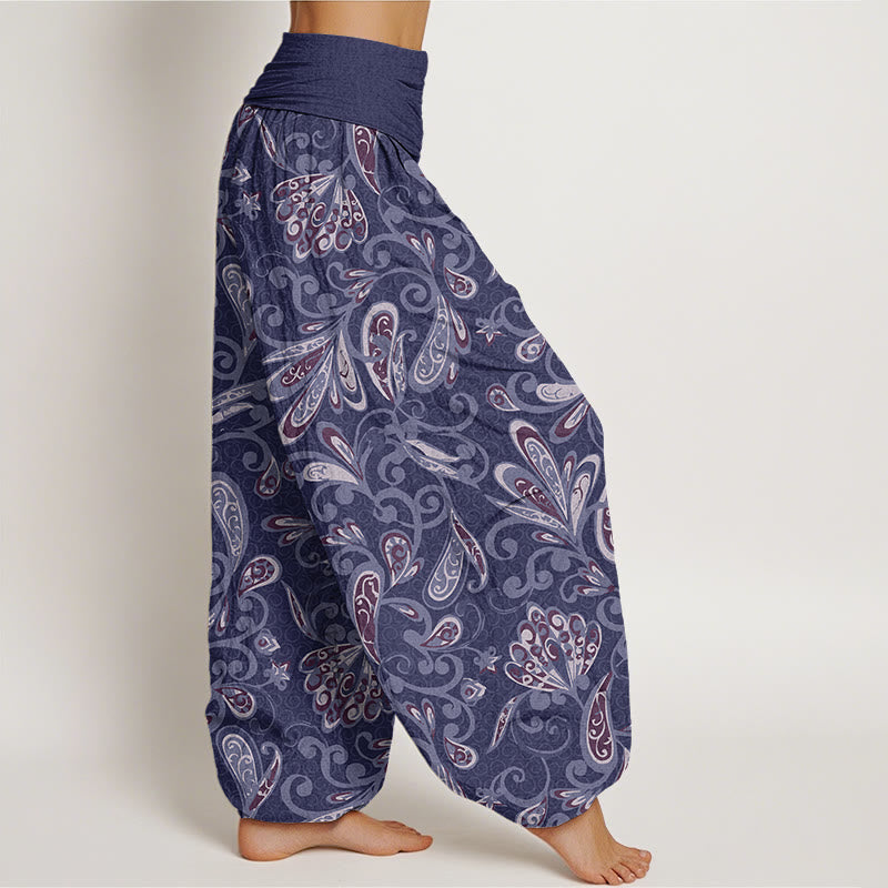 Casual Flower Petals Design Women's Elastic Waist Harem Pants - Image 6