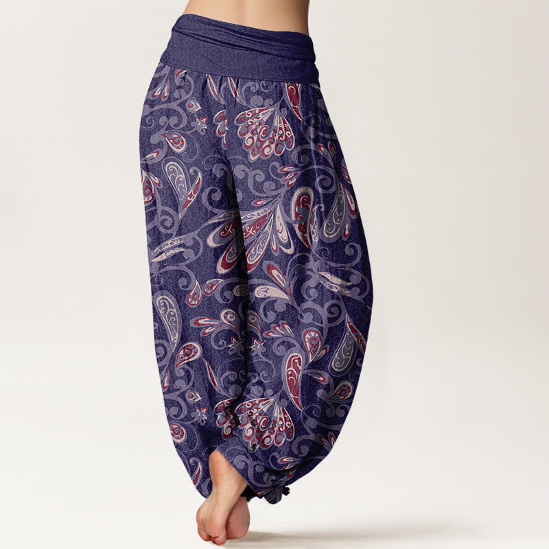 Casual Flower Petals Design Women's Elastic Waist Harem Pants - Image 10