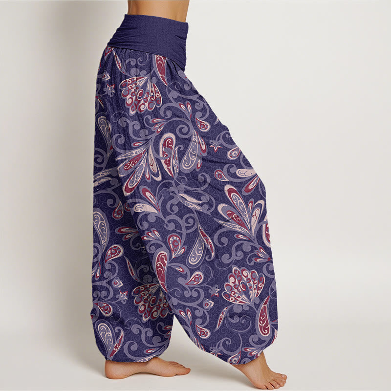 Casual Flower Petals Design Women's Elastic Waist Harem Pants - Image 9