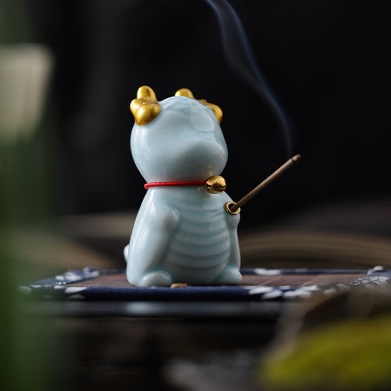 Dragon Bell Healing Ceramic Incense Burner Desk Decoration