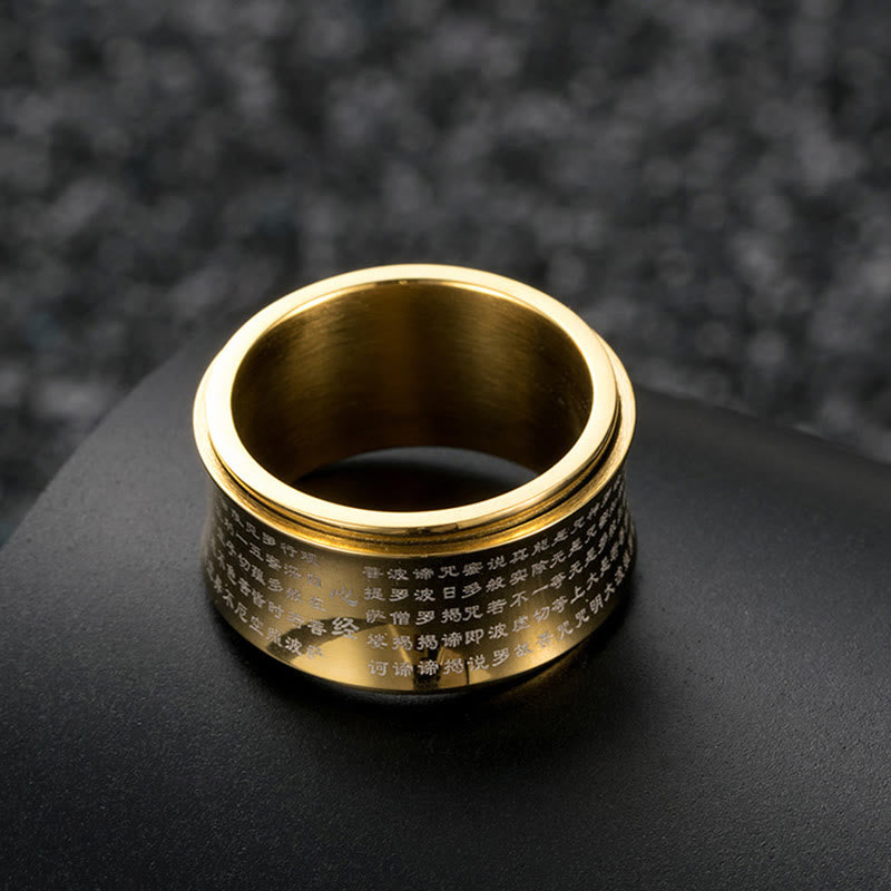 Tibetan Miniature Scriptures Heart Sutra Titanium Steel Spinner Balance Ring - Image 7